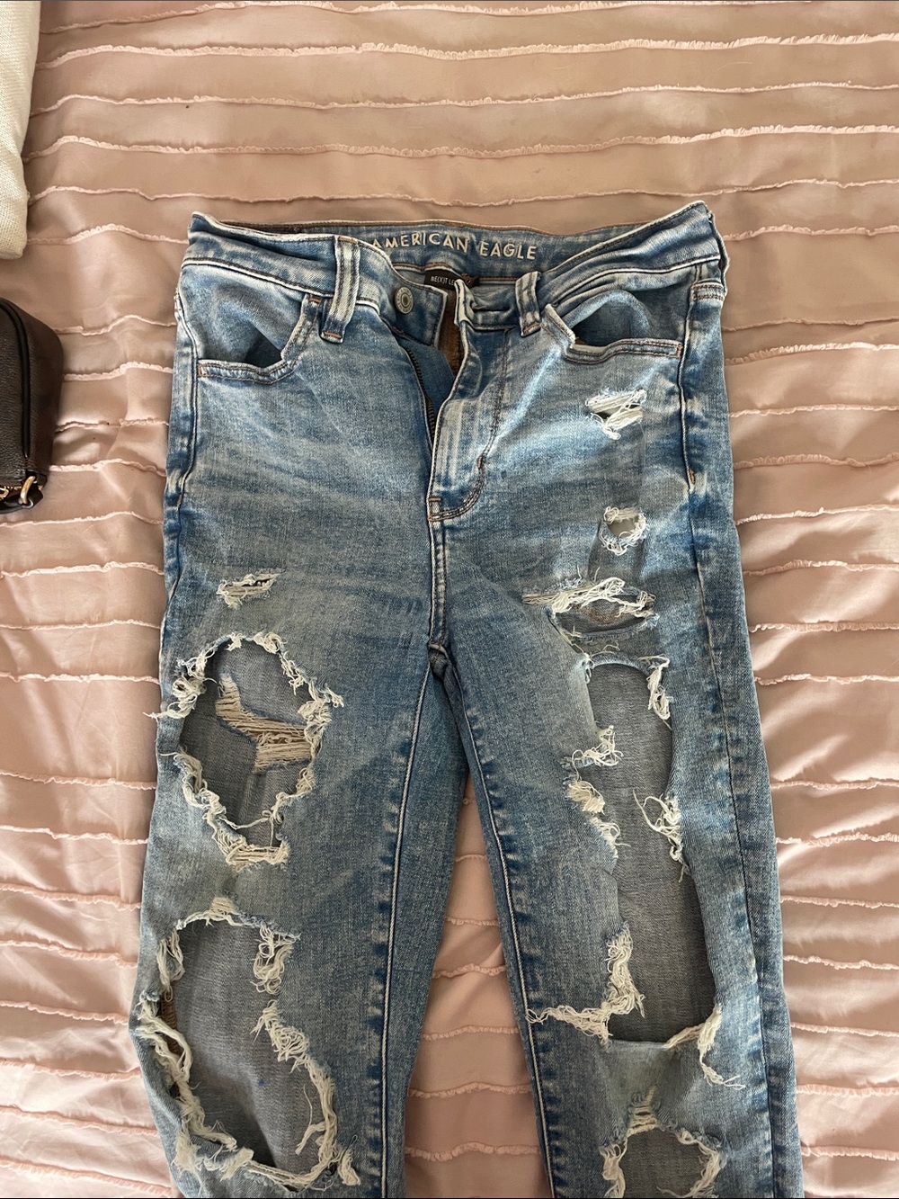 American Eagle Outfitters Light Blue Distressed Skinny Jeans